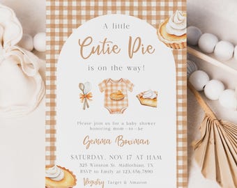 Cutie Pie Baby Shower Invitation Template, Little Cutie Pie Baby Shower, Autumn Fall Baby Shower Invite, Instant Download - Parker