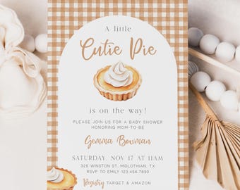 Little Cutie Pie Baby Shower Invitation Template, Fall Cutie Pie Baby Shower, Autumn Baby Shower Invite, Instant Download - Parker