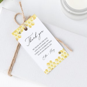 Honey Bee Baby douche gunst Tag sjabloon, Bumble Bee dank u Tags, Bee bruids douche gunst Tag, bewerkbare, Instant Download - Bailee