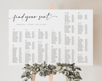 Alphabetical Wedding Seating Chart Template, Minimalist Seating Chart Poster, Wedding Seating Plan, Printable Instant Download - Myla