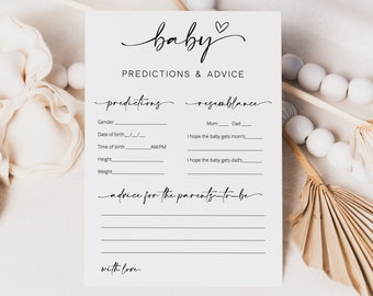 Predicciones y consejos para bebés, Juegos de baby shower imprimibles, Plantilla de consejos para baby shower, Juego de baby shower, Descarga instantánea editable - Myla