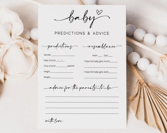 Baby Predictions and Advice, Baby Shower Games Printable, Baby Shower Advice Template, Baby Shower Game, Editable Instant Download - Myla