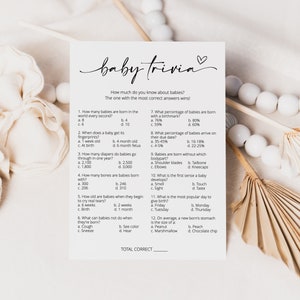 Baby Shower Trivia Game, Baby Shower Games Printable, Baby Trivia Game Template, Baby Shower Game, Editable Instant Download - Myla