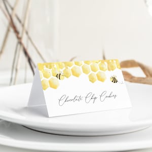 Honigbiene Lebensmitteletikett Vorlage, Wabenhochzeit Lebensmitteletikett, Bumble Bee Hochzeit Buffetetiketten, 100% bearbeitbar, sofortiger Download - Bailee