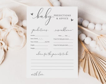 Prédictions et conseils pour baby shower, jeux de baby shower imprimables, carte de conseils de baby shower, modifiable en téléchargement immédiat - Emelia