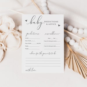 Babyshowerspel voorspellingen en advies, babyshowerspelletjes afdrukbaar, advieskaart babyshower, bewerkbare Instant Download - Emelia
