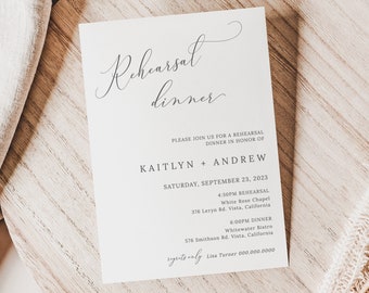 Minimalist Rehearsal Dinner Invitation Template, Elegant Simple Modern, Rehearsal Dinner Invite, Editable Instant Download - Emelia