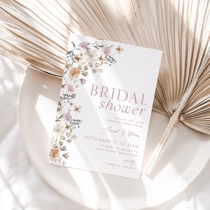 Modèle d'invitation de douche nuptiale de fleurs sauvages, invitation de douche nuptiale de fleurs sauvages, douche nuptiale florale bohème, téléchargement immédiat modifiable - Mia