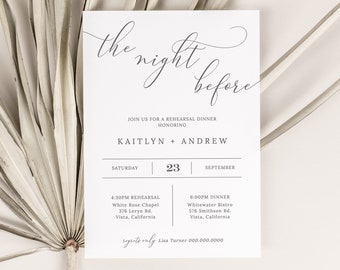 The Night Before Rehearsal Dinner Invitation Template, Elegant Simple Modern Rehearsal Dinner Invite, Editable Instant Download - Emelia
