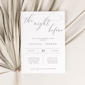 The Night Before Rehearsal Dinner Invitation Template, Elegant Simple Modern Rehearsal Dinner Invite, Editable Instant Download - Emelia