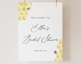 Honeybee Bridal Shower Welcome Sign, Honeycomb Bridal Shower Welcome Poster, Bride to Bee Shower, Printable Instant Download - Bailee