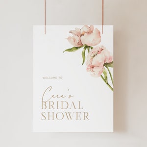 Boho Blush Bridal Shower Welcome Sign, Pink Peony Bridal Shower Welcome Poster, Blush Pink Floral, Printable Instant Download - Paige