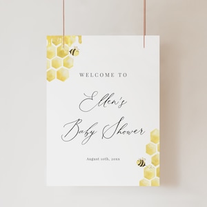Honeycomb Bee Baby Shower Welcome Sign, Bumble Bee Honey Baby Shower Welcome Poster, Sweet as can Bee, Printable Instant Download - Bailee
