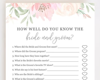 Alena - How Well Do You Know the Bride and Groom Bridal Shower Games Printable Wedding Games Editable Template Instant Download