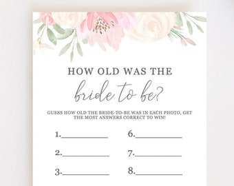 Alena - How Old Was the Bride Bridal Shower Games Printable Wedding Shower Games Bridal Game Editable Template Instant Download
