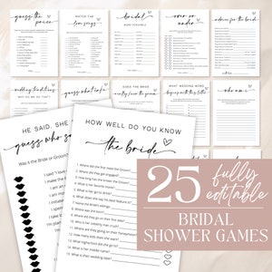 Brautdusche Spiel Bundle, minimalistische Brautdusche Spiele, modernes Brautdusche Spiele Paket, vollständig editierbarer Download - Myla