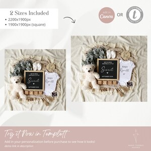 Digital Pregnancy Announcement for Social Media, Editable Letter Board Pregnancy Announcement, Gender Neutral Announcement, Instant Download image 5