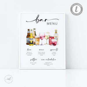 Bar Menu Template, Modern Editable Drink Menu, Printable Bar Menu, 3000 Images, Bar Drinks Sign, Minimalist Bar Menu Editable Myla image 2