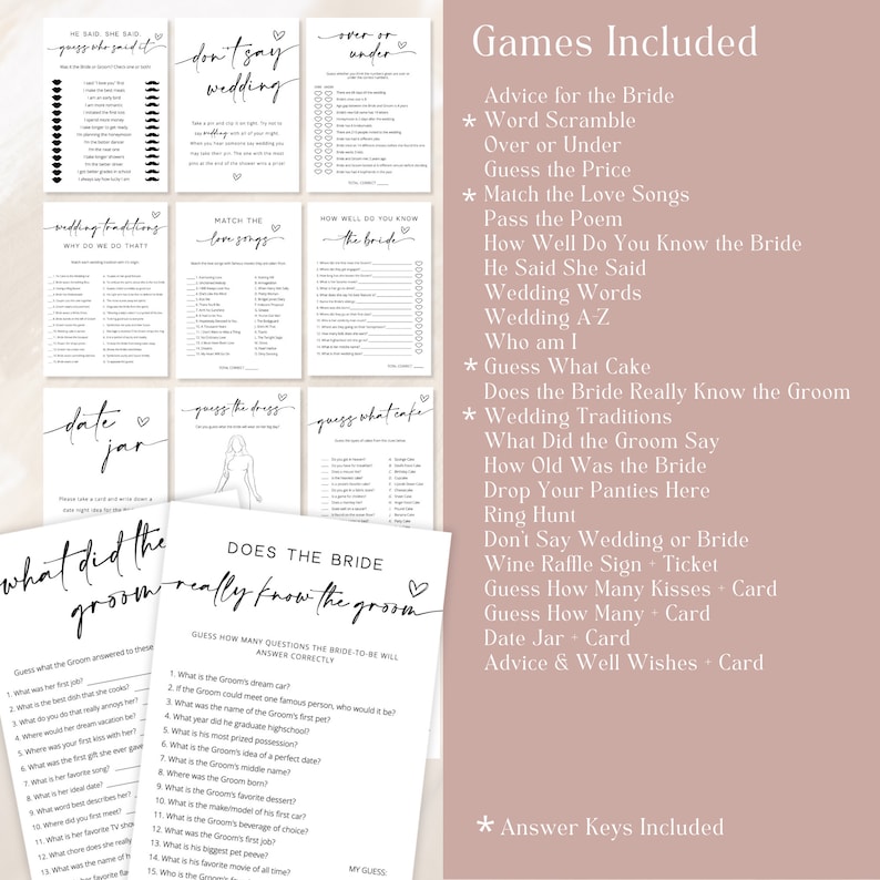 Paquete de juegos de despedida de soltera, Juegos de despedida de soltera minimalistas, Paquete de juegos de despedida de soltera moderno, Descarga totalmente editable - Myla imagen 4