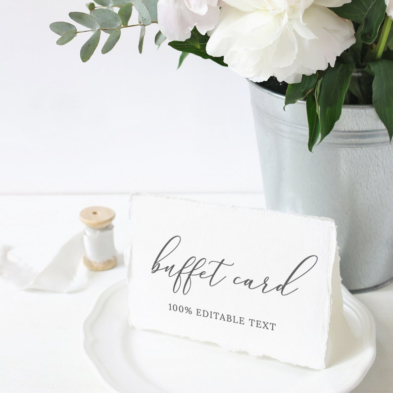 Buffet Card Template Elegant Script Wedding Food Label Wedding Buffet Labels 100 Editable Instant Download  Emelia
