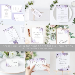 Cards and Gifts Sign Template, Lavender Bridal Shower Gift Sign, Purple Floral Gift Table Sign, Editable Instant Download Lillian image 3