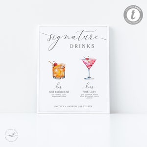 Signature Drink Sign, Minimalist Bar Menu Template, Modern Editable Drink Menu, Printable Bar Menu, 3000 Images, Editable Template Emelia image 6