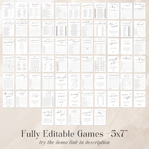Bridal Shower Game Bundle, Minimalist Bridal Shower Games, Modern Bridal Shower Games Pack, Fully Editable Download - Myla image 2
