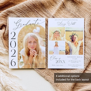 Photo Graduation Invitation Template, Editable Grad Announcement, Senior 2026 Graduation Party Invite - Hayden