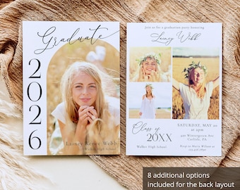 Photo Graduation Invitation Template, Editable Grad Announcement, Senior 2026 Graduation Party Invite - Hayden