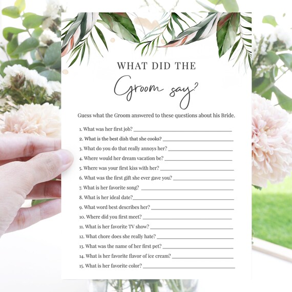 Malie What Did the Groom Say Bridal Shower Games Printable | Etsy