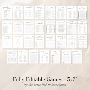 Bridal Shower Game Bundle, Minimalist Bridal Shower Games, Modern Bridal Shower Games Pack, Fully Editable Download Myla image 2