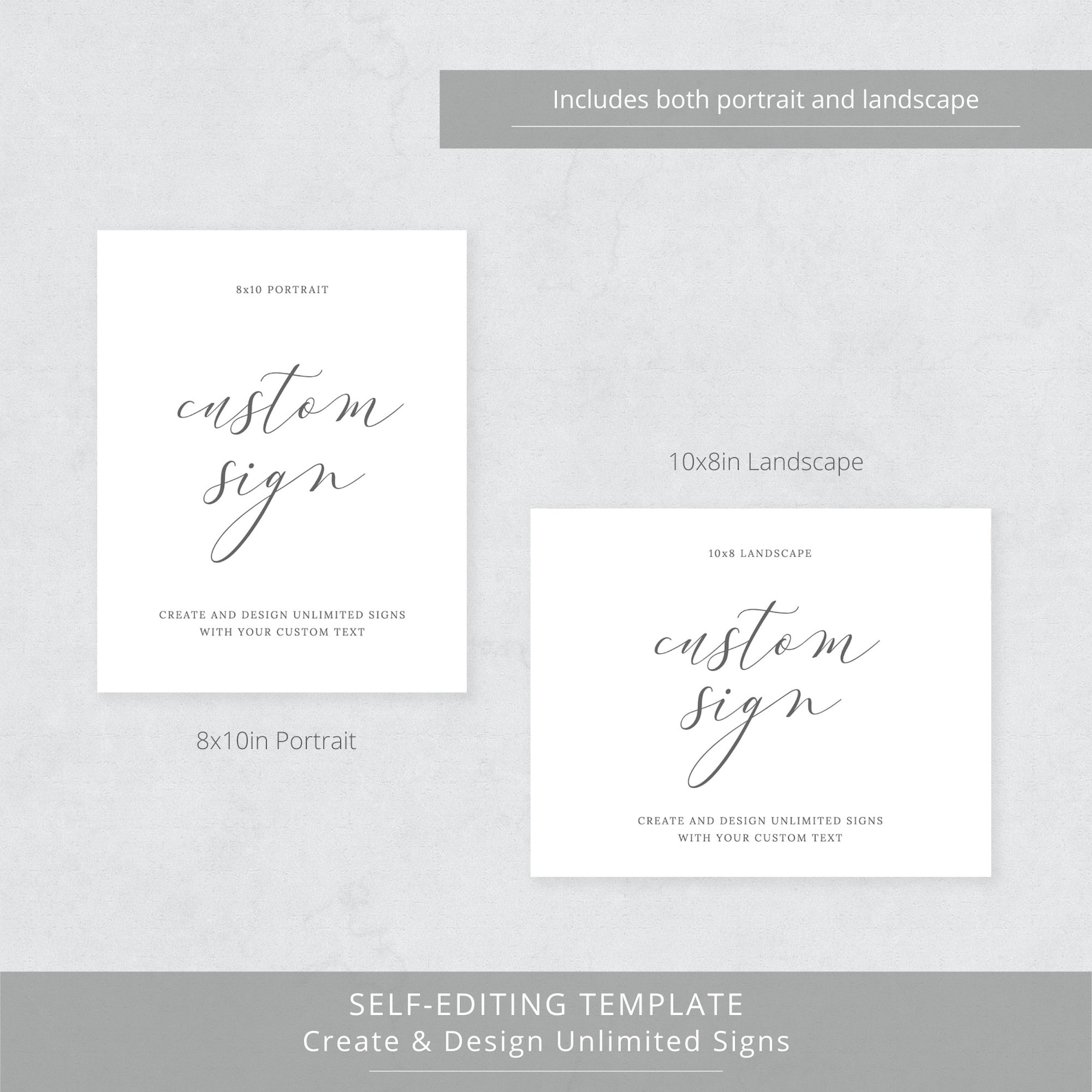 Custom Wedding Sign Template, Elegant Script Wedding Sign Kit, Create ...
