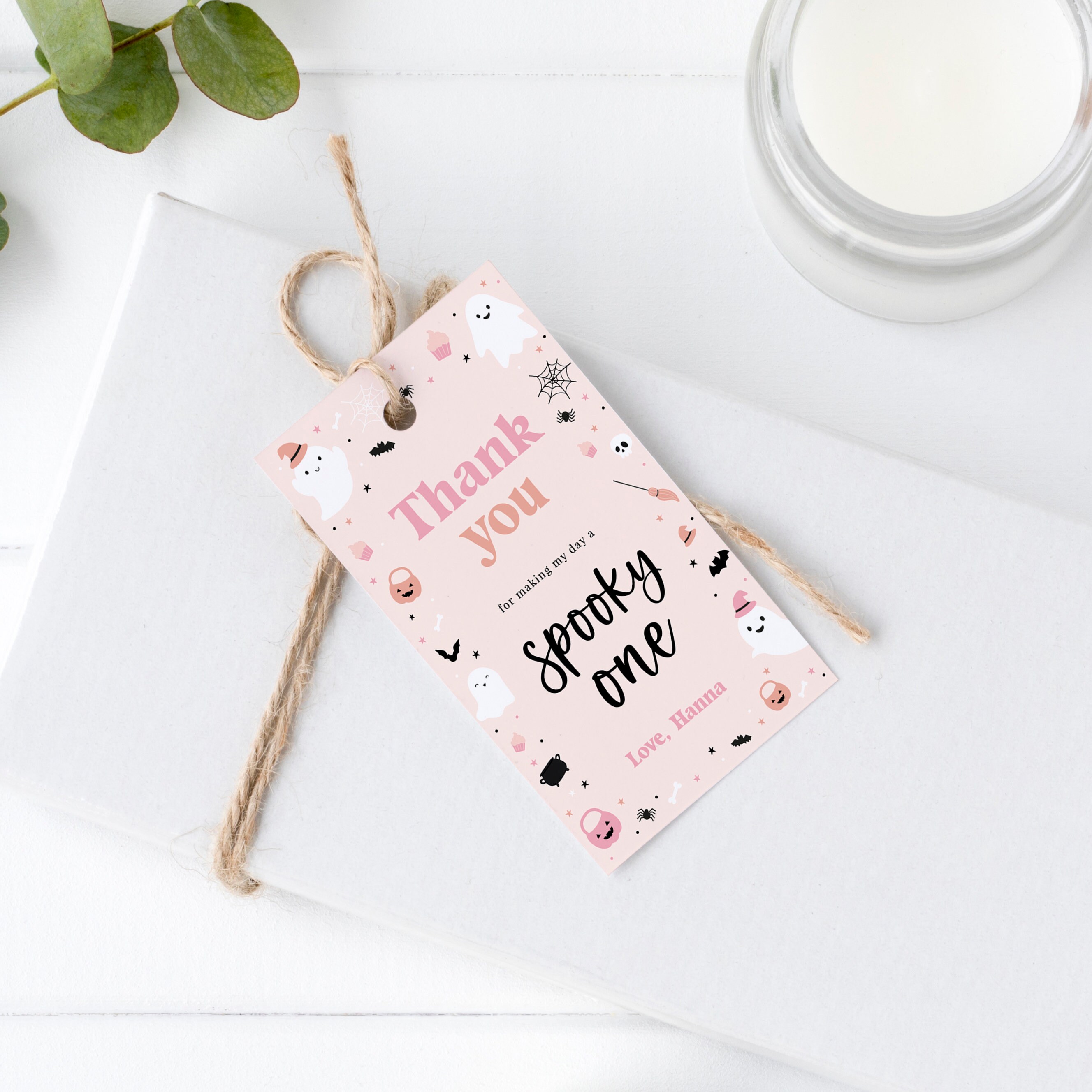 Editable Spooky One Favor Tag Template, Pink Girl Halloween Thank You ...