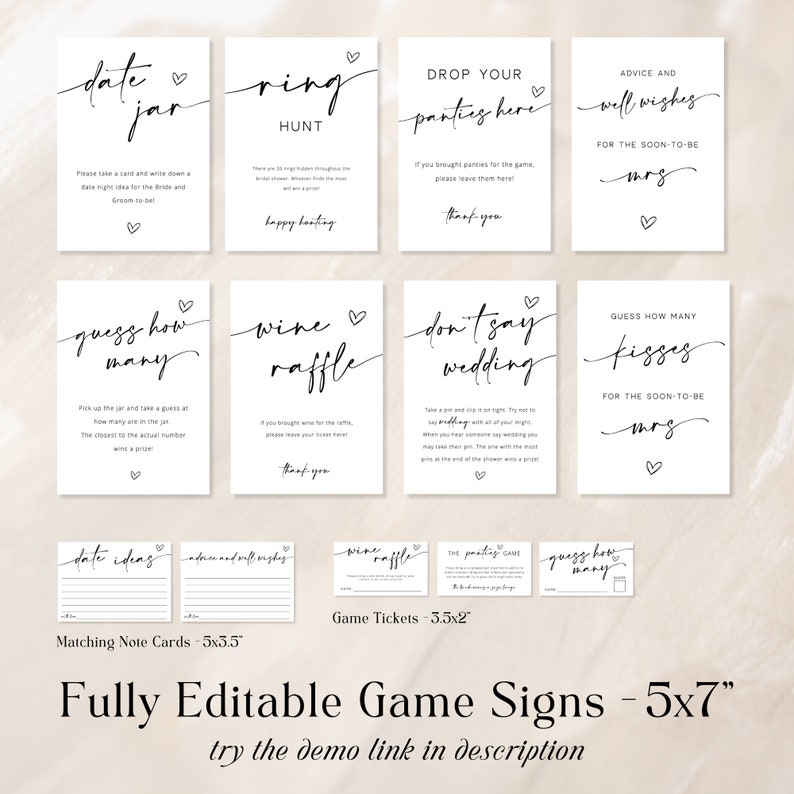 Bridal Shower Game Bundle, Minimalist Bridal Shower Games, Modern Bridal Shower Games Pack, Fully Editable Download Myla image 3