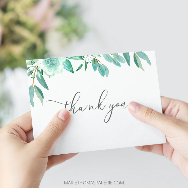 Modern Chic Script THANK YOU CARD Template 3 Sizes Instant Download Editable Printable Your Photo Thank You Card Wedding Templett