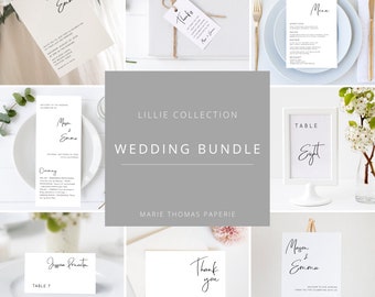 Lillie - Modern Wedding Template Bundle, Minimalist Wedding Invitation Kit, Bundle Wedding Invitations, Wedding Invitation, Editable