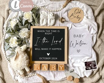 Digital Pregnancy Announcement for Social Media, Editable Letter Board Pregnancy Announcement, Gender Neutral Announcement, Instant Download