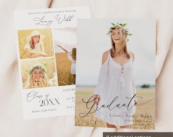 Photo Graduation Invitation Template, Editable Graduation Announcement, Senior 2025 Graduate Invitation, Graduation Party Invite - Hayden