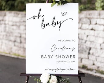Panneau de bienvenue pour baby shower, affiche de baby shower minimaliste simple, téléchargement immédiat - Myla