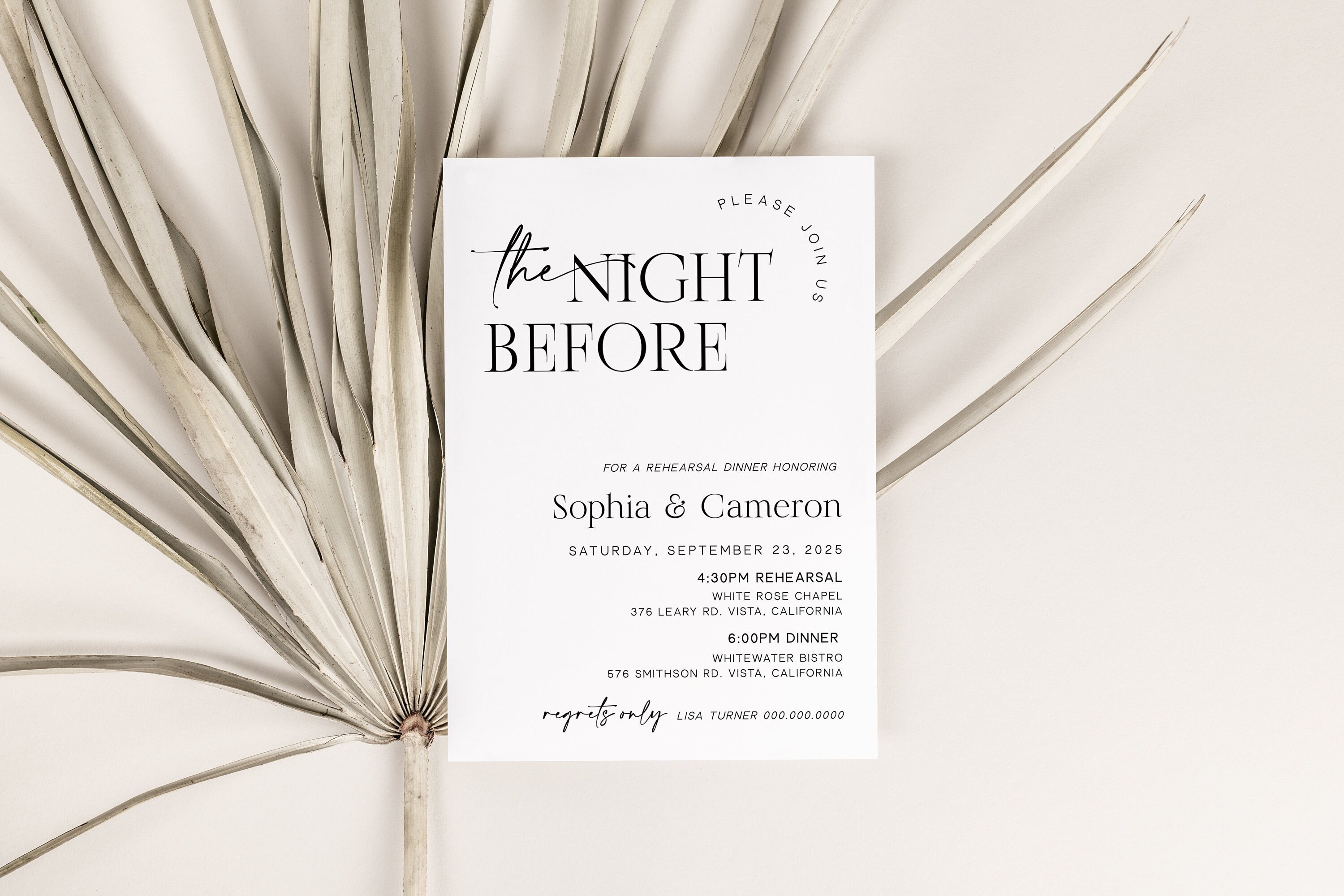 The Night Before Rehearsal Dinner Invitation, Modern Minimalist Rehearsal Dinner Invite, Instant Download Editable Template - Rylie