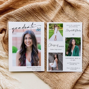 Editable Graduation Invitation Template, Modern Graduation Announcement, Senior Graduate Party Invitation, Graduation Party Download - Myla