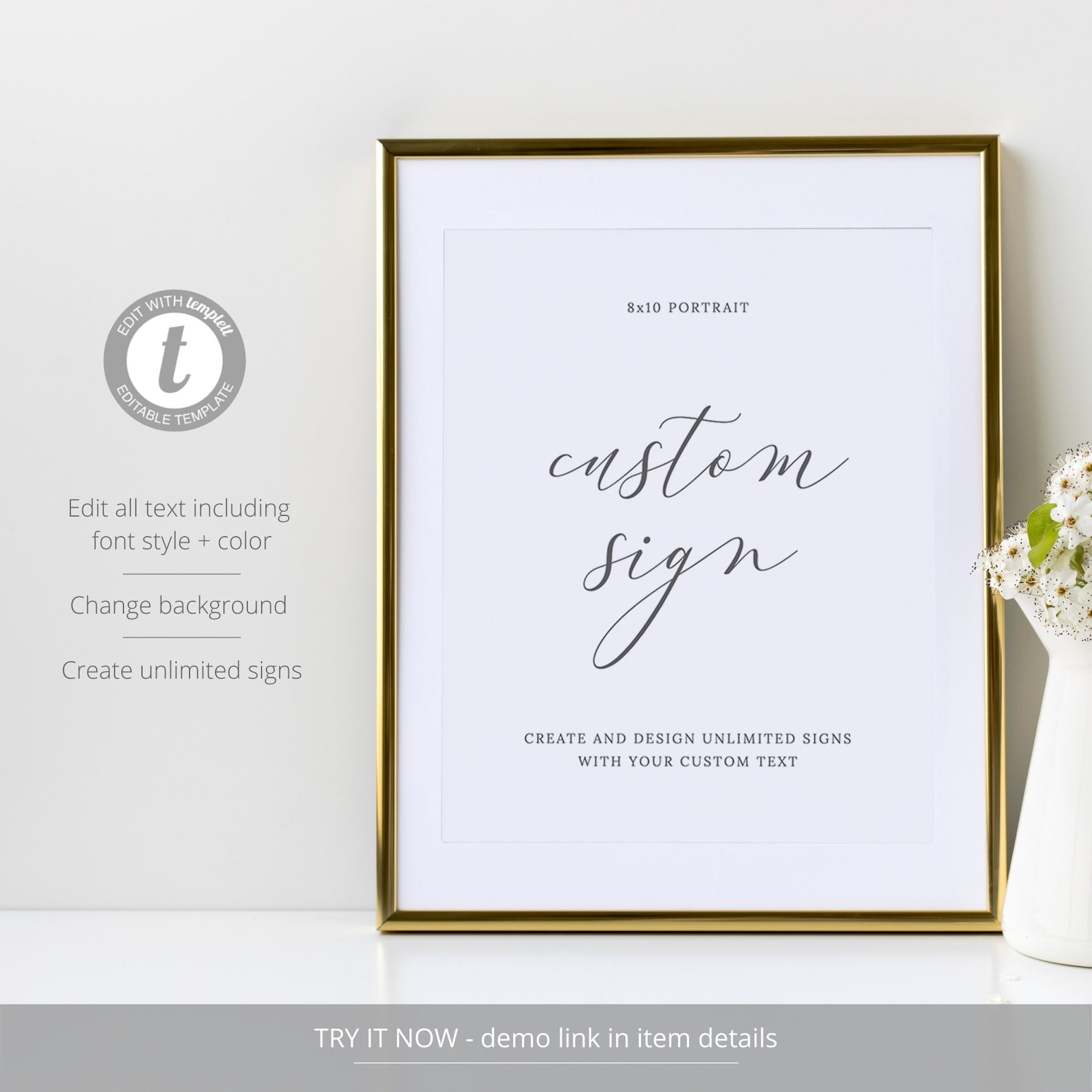 Custom Wedding Sign Template, Elegant Script Wedding Sign Kit, Create ...