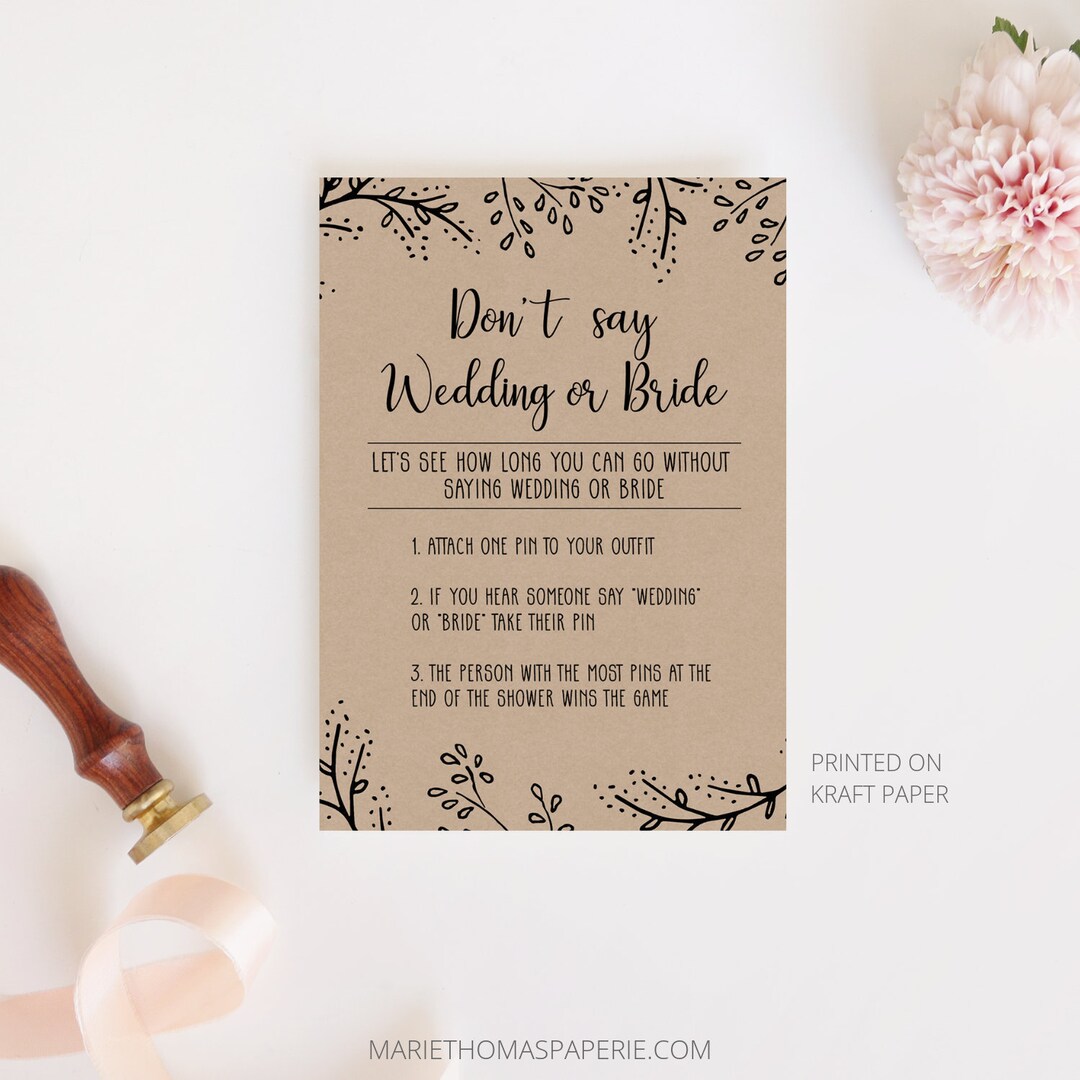 Savanah Don't Say Wedding or Bride, Clothespin Game, Bridal Shower ...