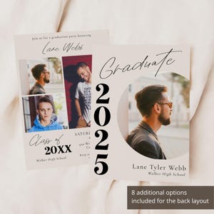 Photo Graduation Invitation Template, Editable Graduation Announcement, Senior Graduate Party Invitation, Graduation Party Invite - Lane