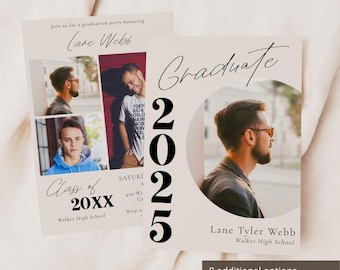 Photo Graduation Invitation Template, Editable Graduation Announcement, Senior Graduate Party Invitation, Graduation Party Invite - Lane