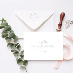 Eliana - Script Envelope Adressvorlage, Botanische Hochzeitsumschlagvorlage, DIY Hochzeit Adressumschlag, bearbeitbarer Sofortiger Download,