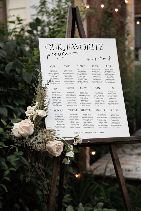 EDITABLE Wedding Seating Chart Template, Modern Minimalist, Our Favorite People, Wedding Table Plan, Editable Instant Download - Rylie