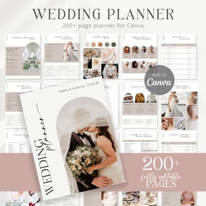 200+ Page Canva Wedding Planner Template Bundle, Editable Wedding Planning Book, Wedding Checklist Binder, Printable Wedding Planner - Rylie