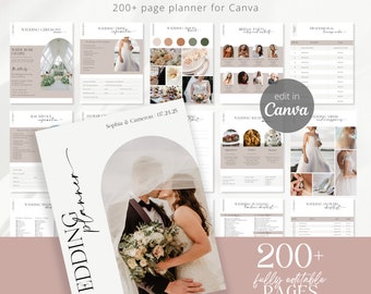 200+ Page Canva Wedding Planner Template Bundle, Editable Wedding Planning Book, Wedding Checklist Binder, Printable Wedding Planner - Rylie