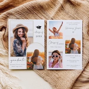 Editable Graduation Invitation Template, Modern Graduation Announcement, Senior Graduate Party Invitation, Graduation Party Download - Myla
